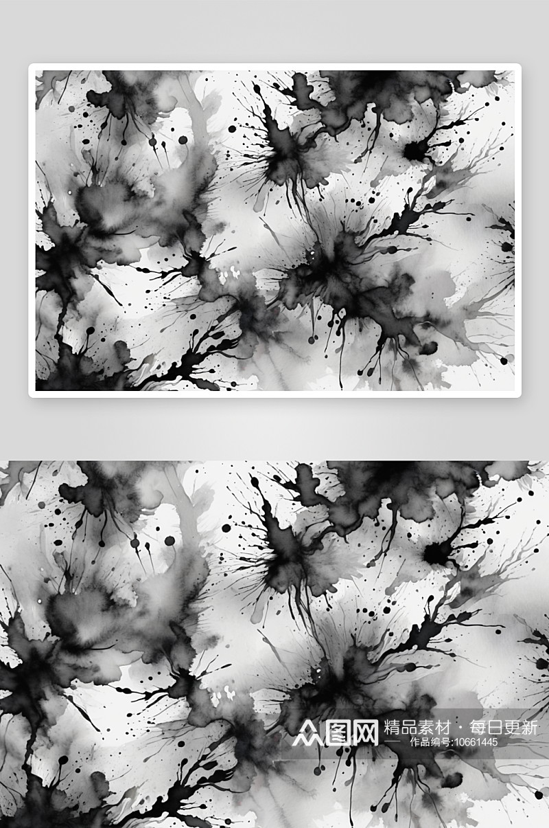 创意湿墨效果黑白水彩背景图片素材