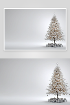白色圣诞树装饰白色背景空间图片