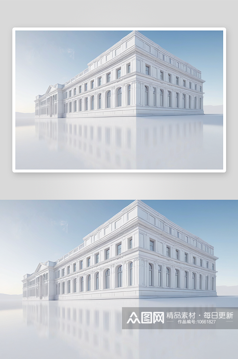 白色三维异形建筑背景图片素材