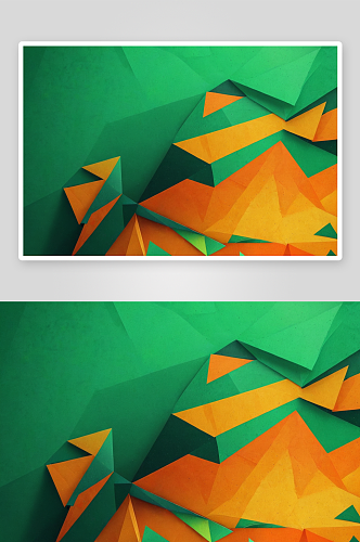 抽象纹理橙绿色几何三角形背景画布图片