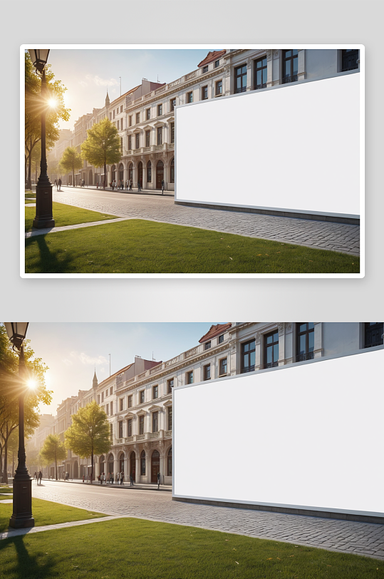 白色空白灯箱广告城建筑街景图片