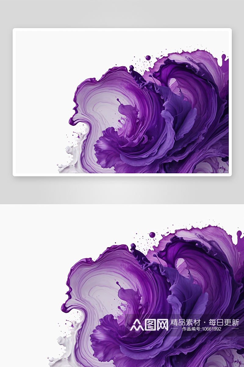 白色画布滑动紫色墨水污迹图片素材