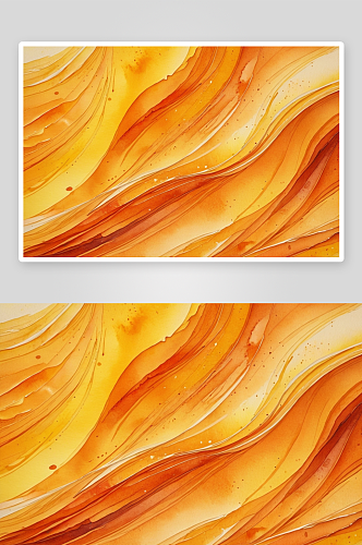 抽象水彩画黄橙秋波彩色艺术画背景图片