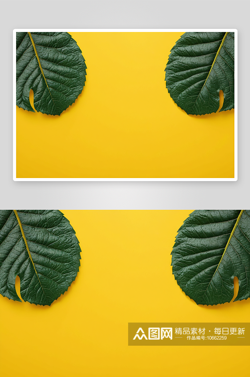黄色背景叶子图片素材