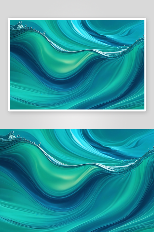 抽象流体绿色蓝色水波浪形状颜色背景图片