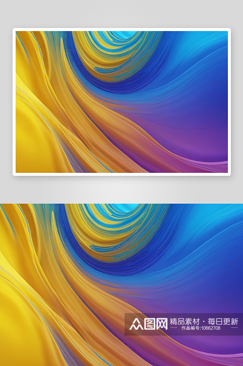 抽象流体蓝色黄色波浪形状抽象彩色背景图片素材