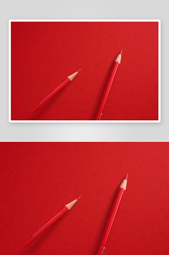 红色背景一支红色铅笔图片