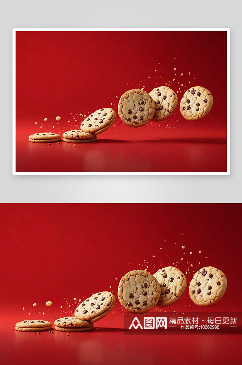 红色背景跳动小圆饼干货广告素材图片素材