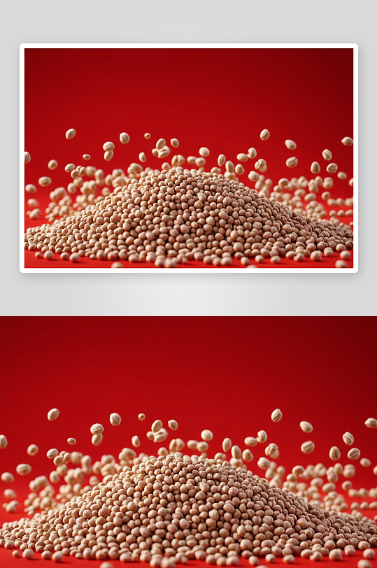 红色背景货味食品五谷荞麦跳动高速棚拍图片