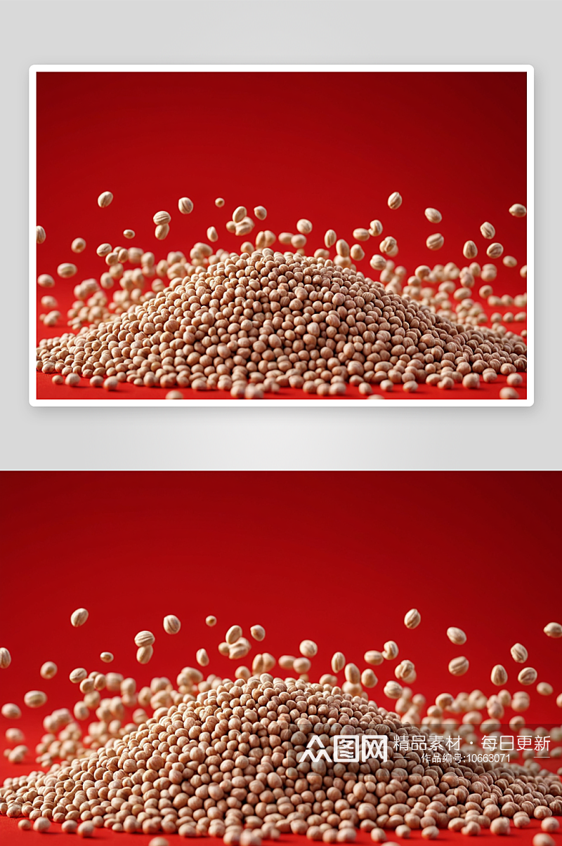 红色背景货味食品五谷荞麦跳动高速棚拍图片素材