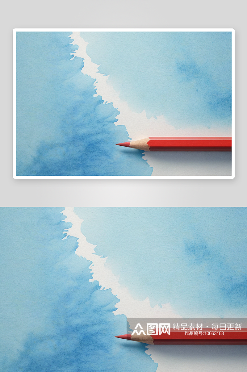 红铅笔水彩背景图片素材