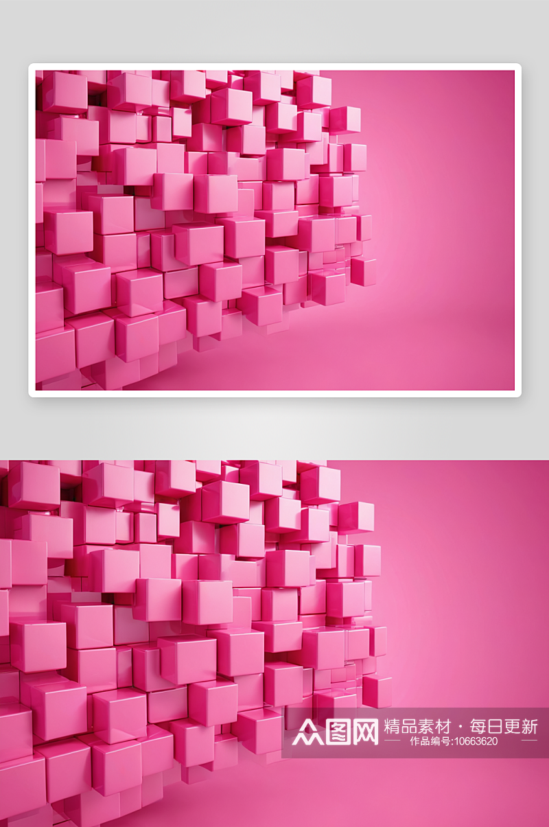抽象粉色立方体排列背景渲染图片素材
