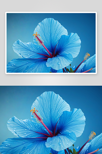 芙蓉花瓣转蓝色图片