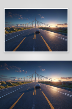 凤凰岛跨海大桥汽车广告背景图图片