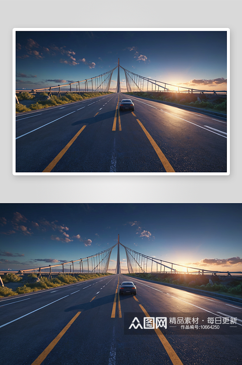 凤凰岛跨海大桥汽车广告背景图图片素材