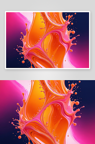 抽象背景橙色粉红色液体混合运动图片