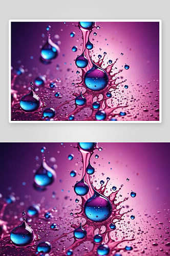 粉色紫色蓝色油水滴抽象背景图片