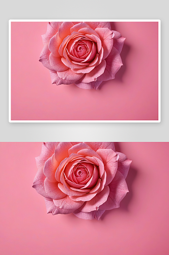 粉色背景玫瑰坚硬阴影创意布局平铺贺卡图片
