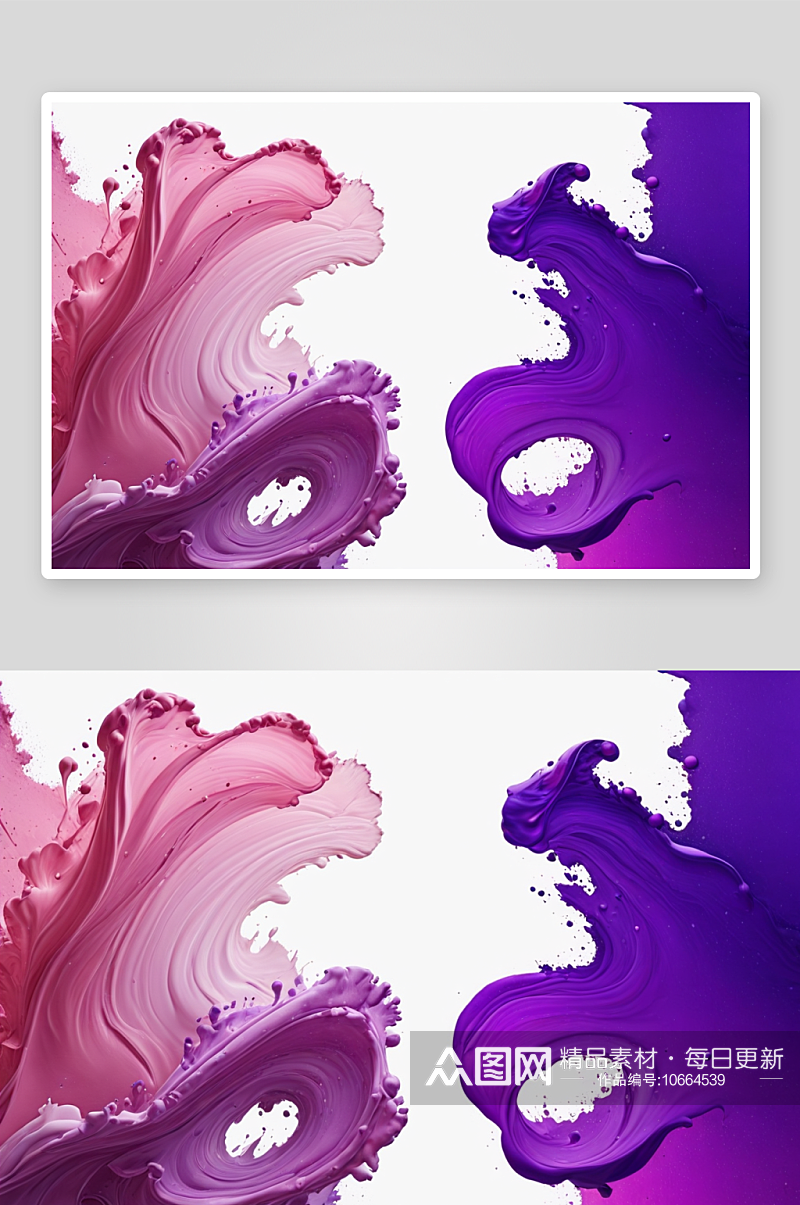 粉红色紫色颜料斑点白色画布滑动图片素材