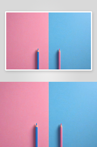 粉红色蓝色背景彩色铅笔图片