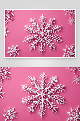 粉红色背景纸雪花图片