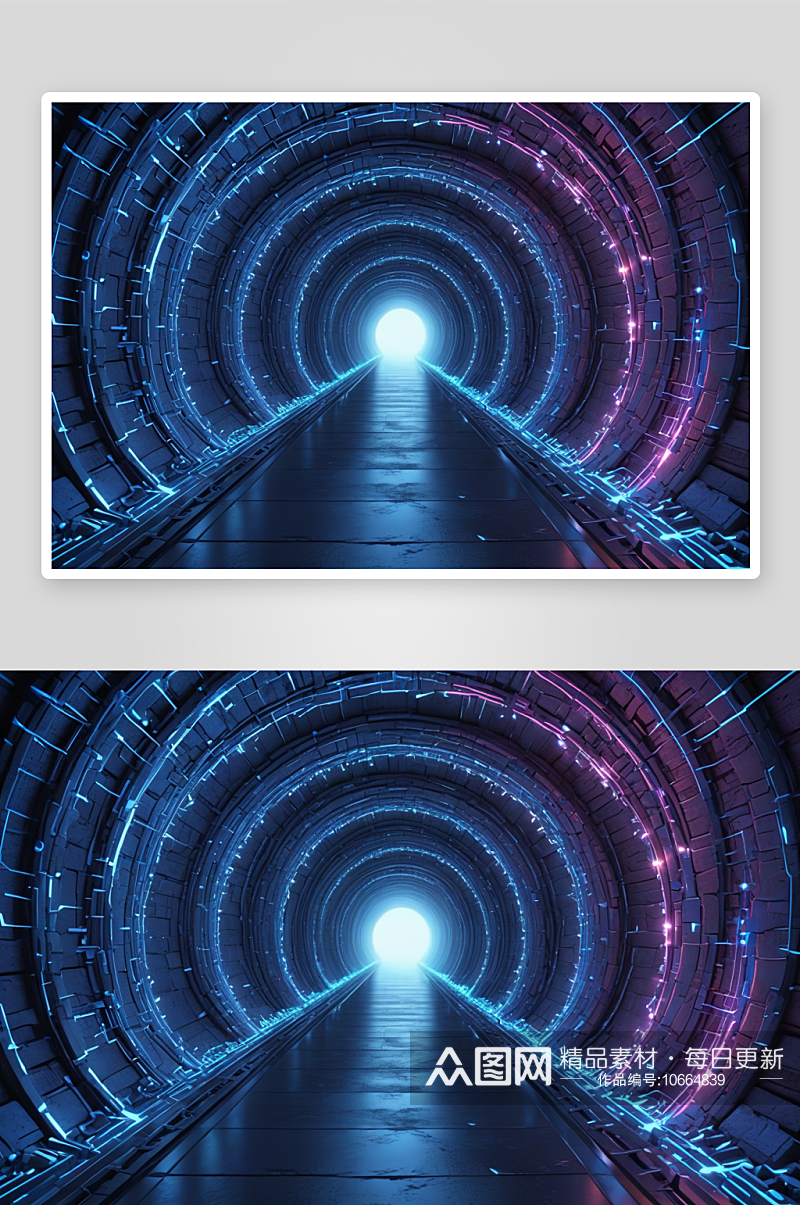 发光点形成一个抽象隧道插图图片素材