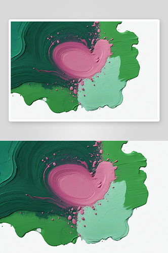 全画框混合绿色粉红色油漆画布图片