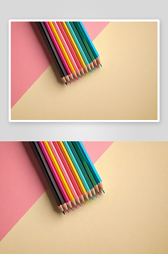 铅笔纸几何抽象背景黄色粉红色颜色图片