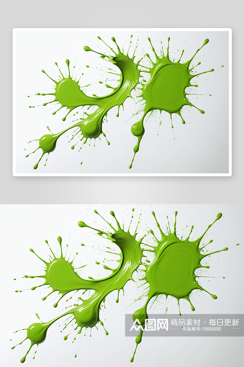 一滴浅绿色丙烯颜料溅空白画布图片素材