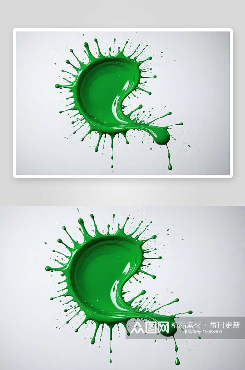 一滴绿色丙烯颜料溅空白画布图片素材
