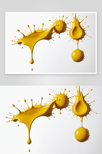 一滴黄色丙烯颜料溅空白画布图片