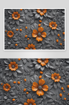 奇异橙色灰色花背景图片