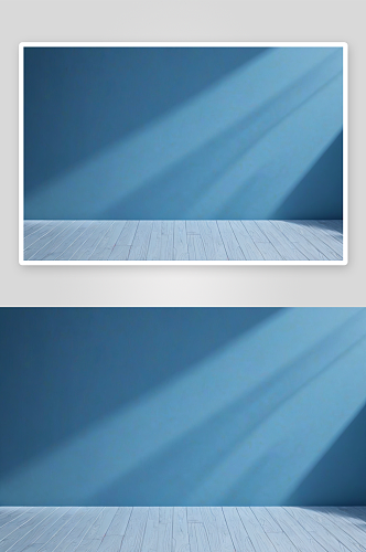 阳光明媚蓝色墙壁地板阴影光线图片