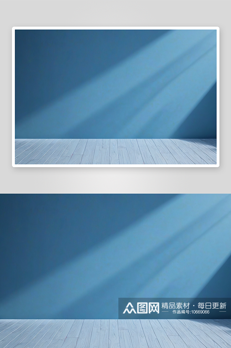阳光明媚蓝色墙壁地板阴影光线图片素材