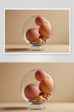 渲染莫兰迪色球状抽象高背景图片