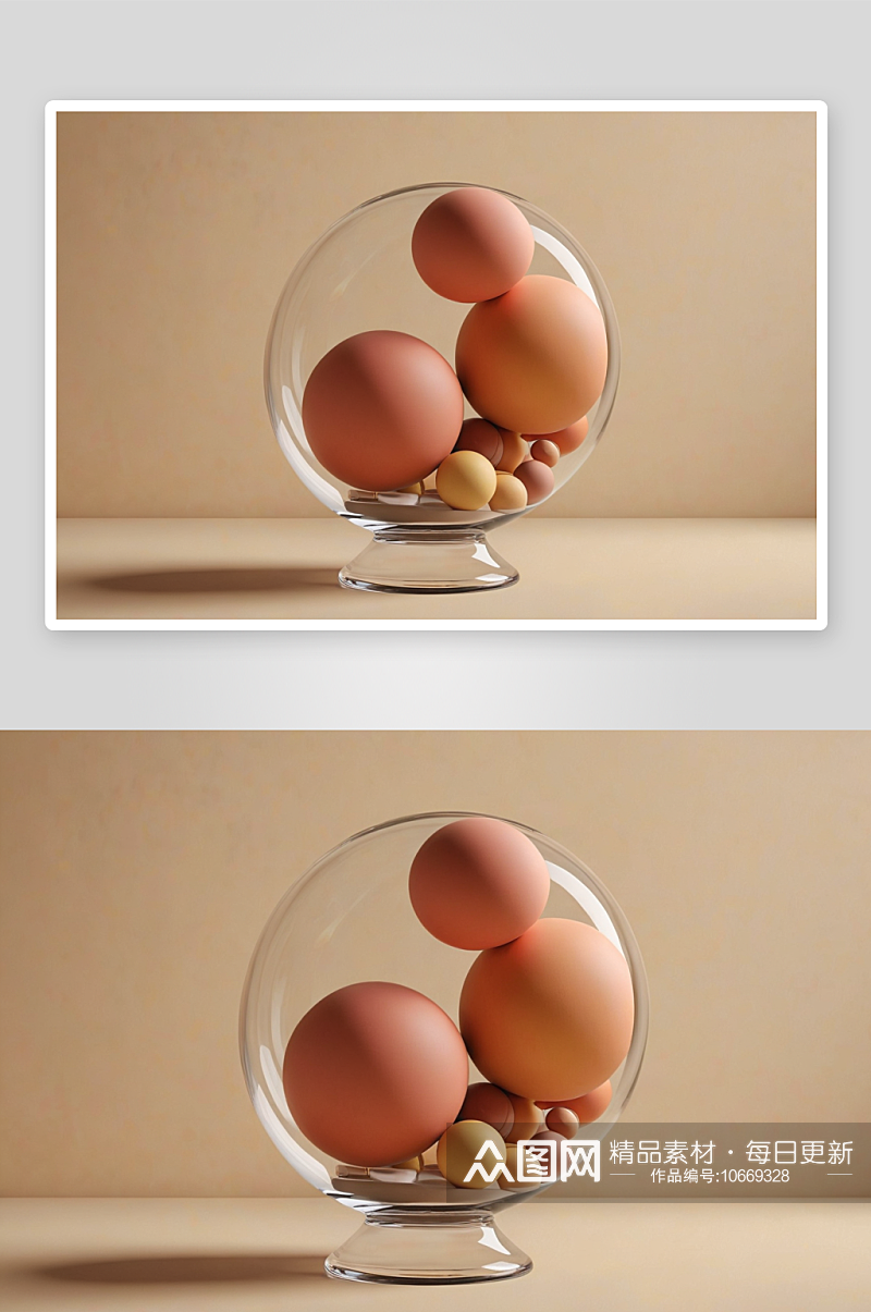 渲染莫兰迪色球状抽象高背景图片素材