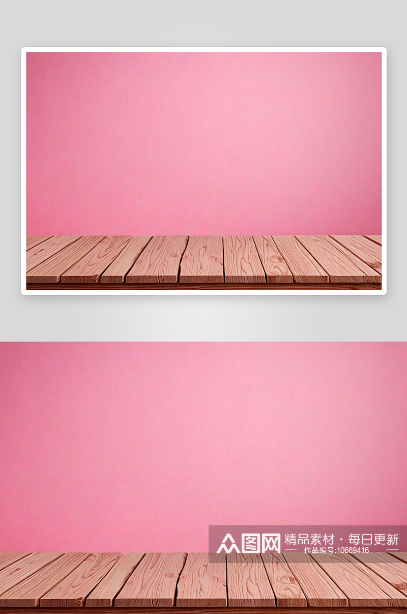 木桌面粉红色背景对蒙太奇产品图片素材