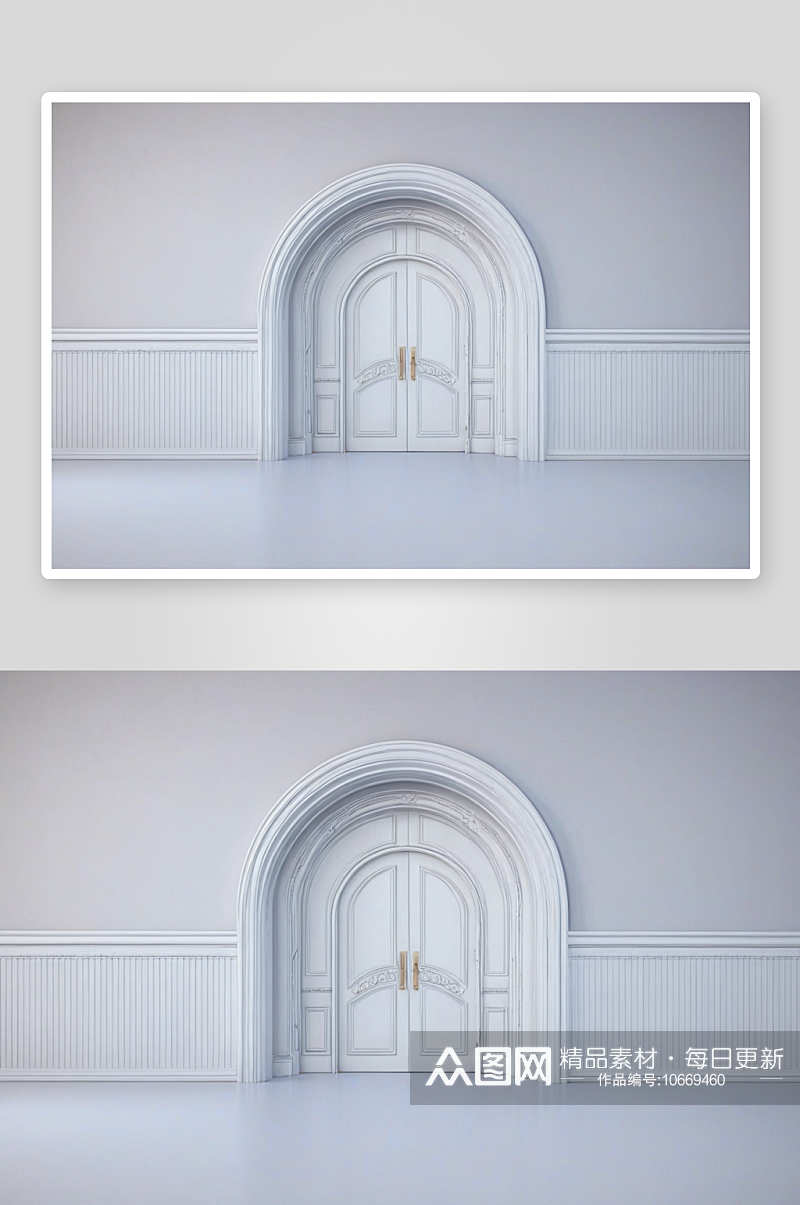 渲染拱形门排列透视人造空间背景图片素材
