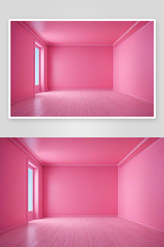 渲染粉红色空房间广告蓝色背景空间图片