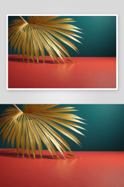 明亮背景用产品展示金色棕榈叶图片