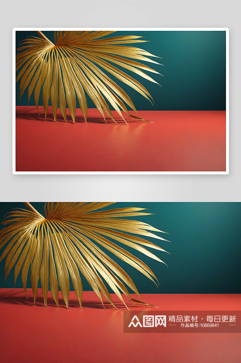 明亮背景用产品展示金色棕榈叶图片素材