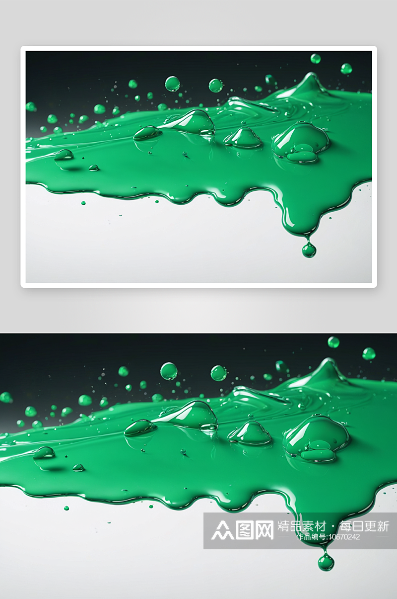 绿色液体颜料滴白色背景滑动图片素材