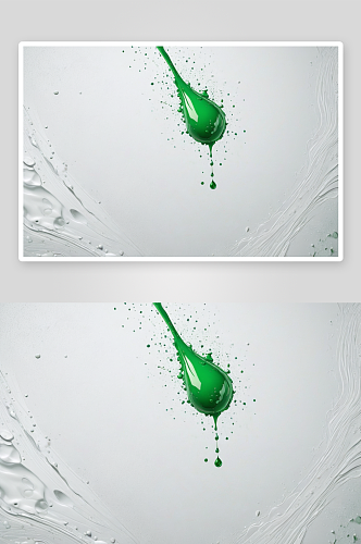 绿色颜料滴白色纹理纸背景图片