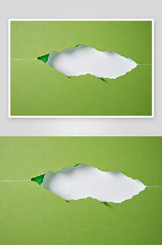 绿色撕纸空白白色背景图片
