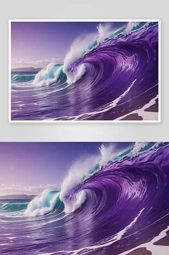 紫色国潮质感动感海浪浪花背景壁纸图片