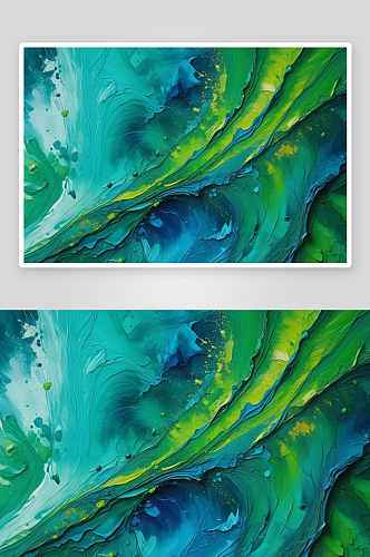 绿色蓝色抽象油画画布背景图片