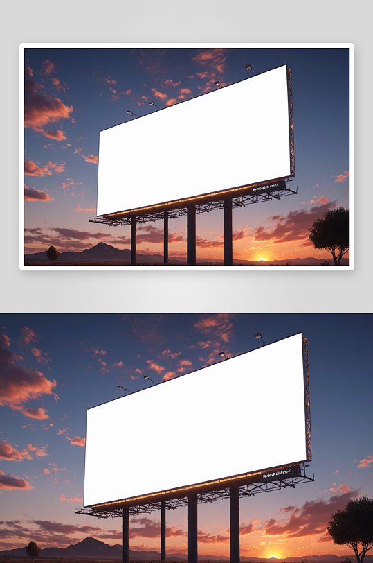 夕阳西下天空空白大广告牌图片