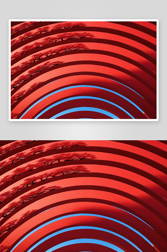 武清文化公园三维立体红色圆弧造型景观图片