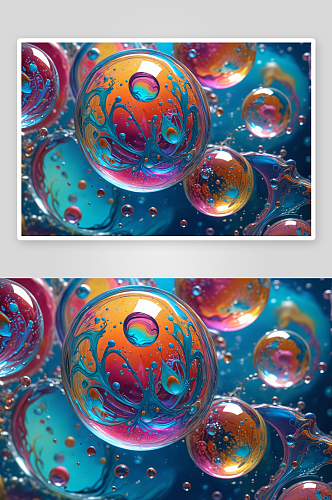 五颜六色流体画肥皂泡图片