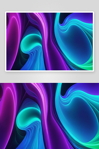 摘要动态波全息霓虹紫蓝绿流动背景图片